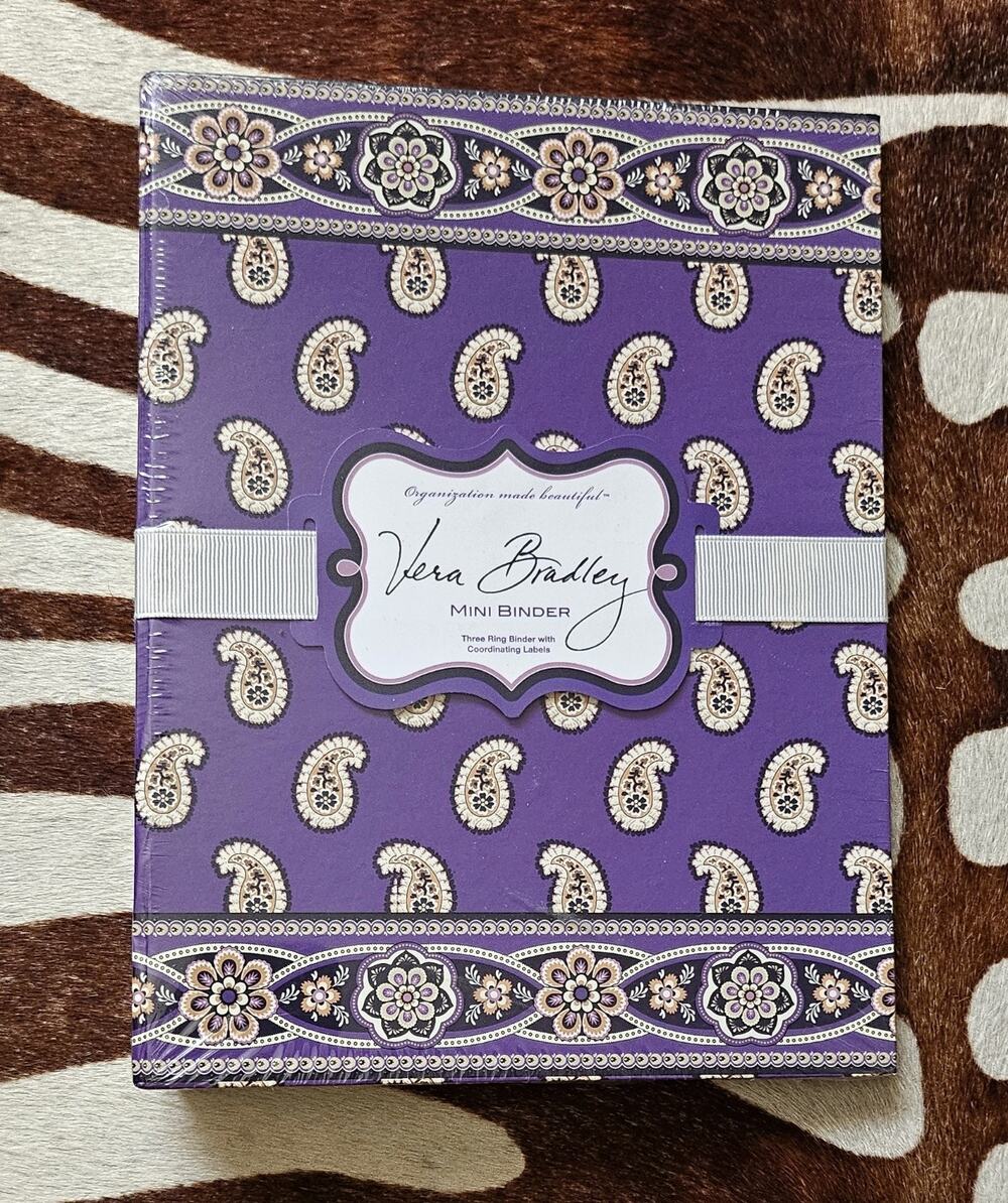 Rare Vera Bradley Mini Binder Retired Pattern Violet Paisleys